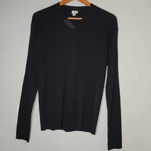 Armani Wool Black RibbedV-Neck Sweater Men's Sz Medium Giorgio Armani Collezioni